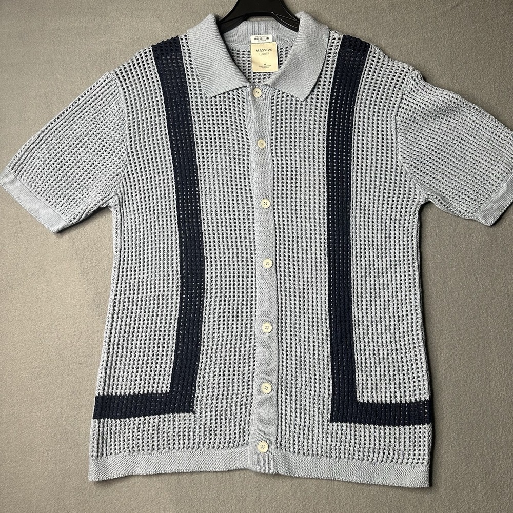 Massive Luxury Knit Crochet Mens Shirt Size Medium New‎ without tags vintage - Picture 6 of 6